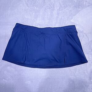 LANDS END Tummy Control Swim Skirt Blue Built In Liner Modest Womens 14